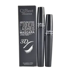 2pcs/lot Brand QiBest Black Mascara   3D Fiber Lashs Professional Makeup Waterproof Curling Eye Lash Lasting Mascara