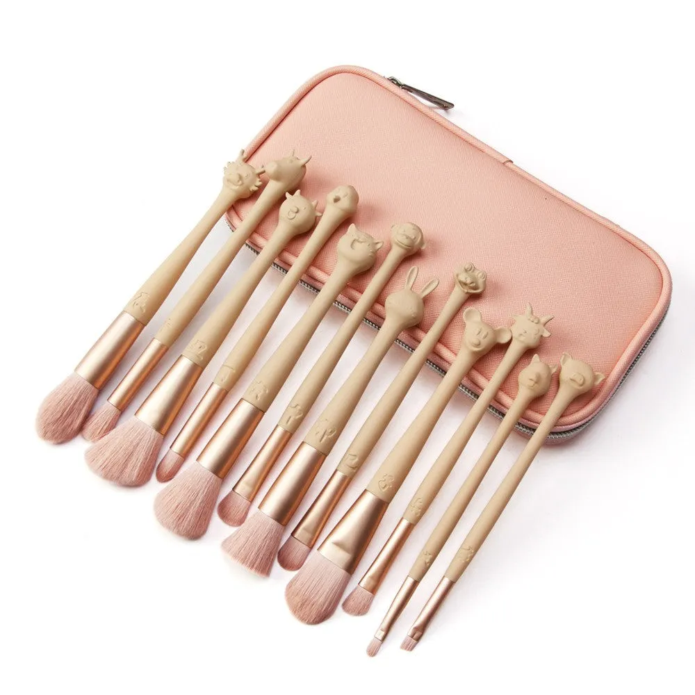 Zodiac Makeup Brush With Storage Bag Pink